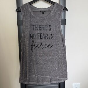 Express Gray Graphic Muscle Tank - 'There's No Fear in Fierce'
